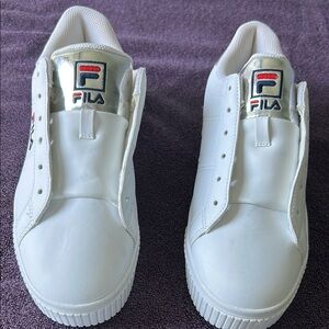 Fila White Sneakers with Silver Accents